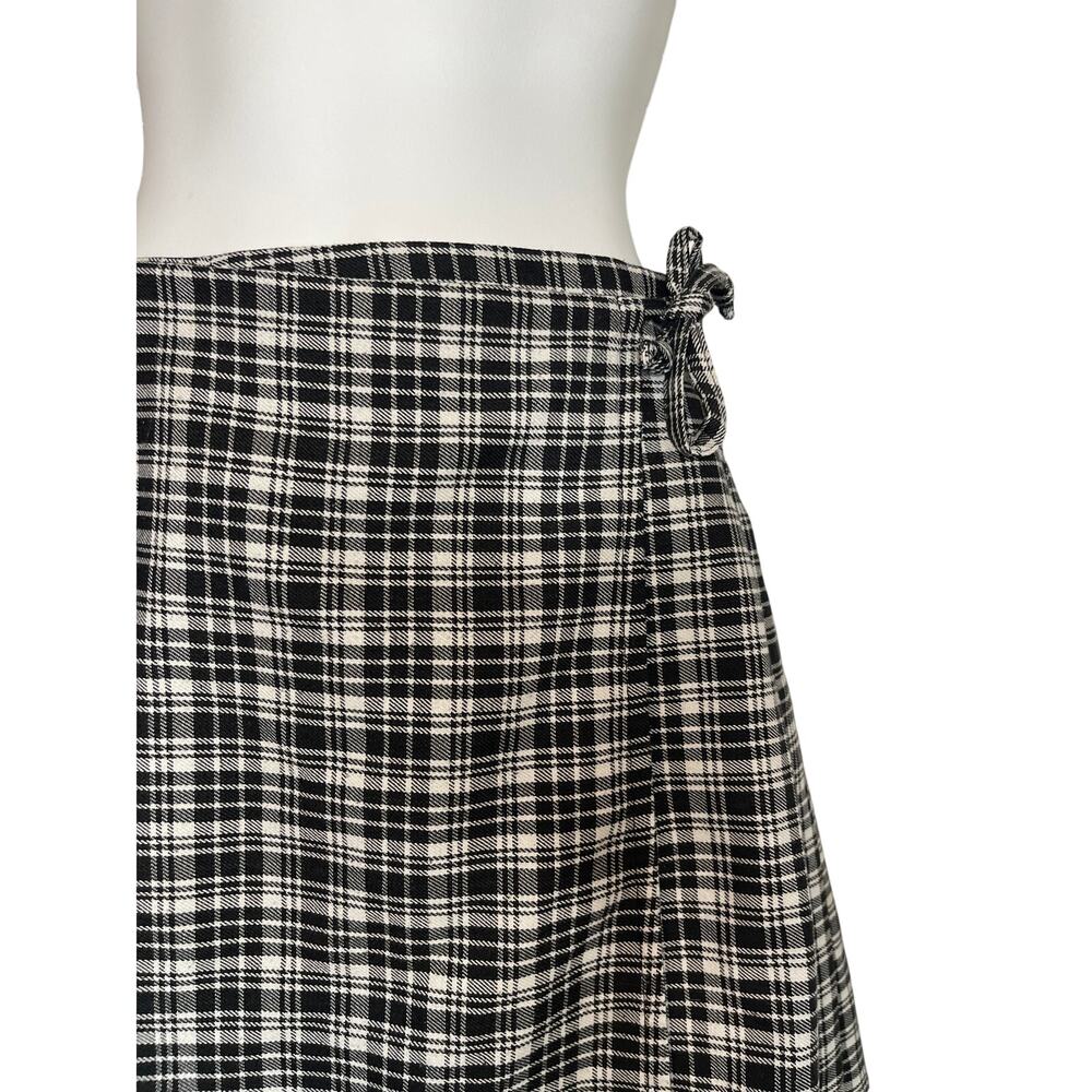 VTG Y2K Express Black/White Plaid School Girl Wrap Mini Skirt Women's Size Small - Picture 3 of 6